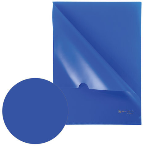 Папка-уголок жесткая, непрозрачная BRAUBERG, синяя, 0,15 мм, 224880