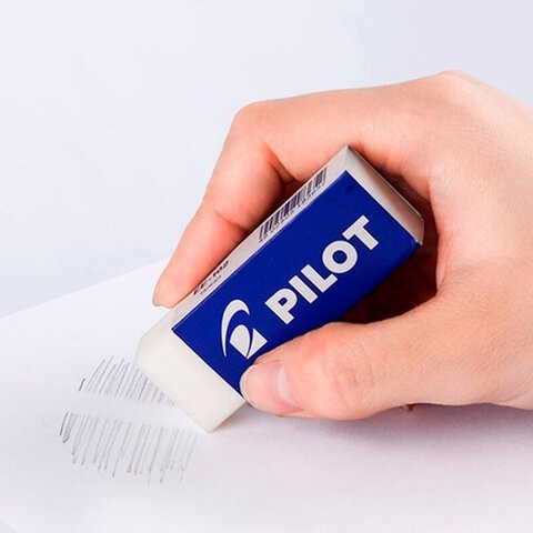 Ластик PILOT, 45х20х12 мм, прямоугольный, белый, картонный держатель, EE-101