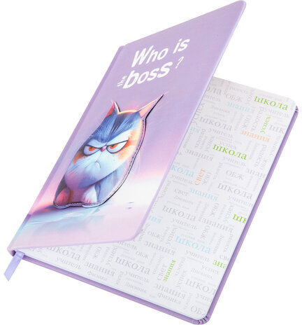 Дневник 1-11 класс 48 л., обложка кожзам (твердая с поролон), 3D-элемент, BRAUBERG, "Суровый кот", 107221