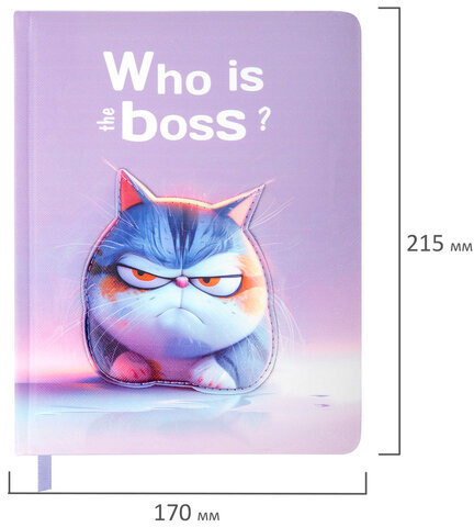 Дневник 1-11 класс 48 л., обложка кожзам (твердая с поролон), 3D-элемент, BRAUBERG, "Суровый кот", 107221