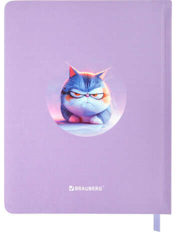 Дневник 1-11 класс 48 л., обложка кожзам (твердая с поролон), 3D-элемент, BRAUBERG, "Суровый кот", 107221