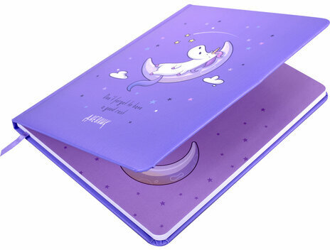 Дневник 1-11 класс 48 л., кожзам (твердая с поролоном), печать, наклейки, ЮНЛАНДИЯ, "Sleepy Unicorn", 106188