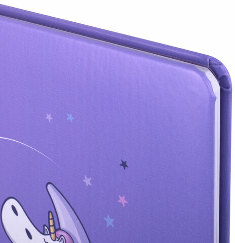 Дневник 1-11 класс 48 л., кожзам (твердая с поролоном), печать, наклейки, ЮНЛАНДИЯ, "Sleepy Unicorn", 106188