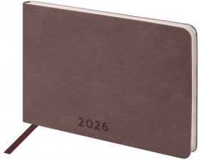 Еженедельник датированный 2026 МАЛЫЙ ФОРМАТ 105х160 мм, А6, BRAUBERG &quot;Unique&quot;, темно-коричневый, 117207