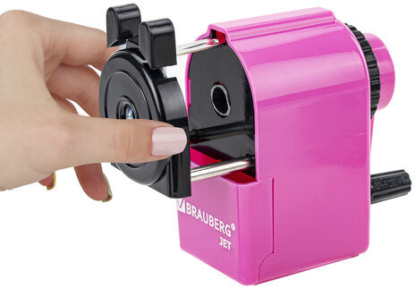 Точилка механическая BRAUBERG "JET", металлический механизм, корпус розовый, 229568