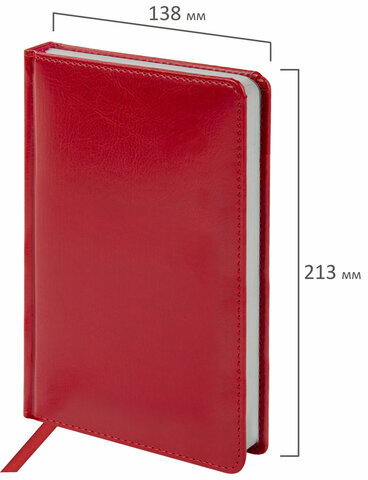 Ежедневник недатированный А5 138х213 мм BRAUBERG "Rainbow" под кожу, 136 л., красный, 111667