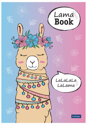 Блокнот А5 (145х210 мм), 50 л., склейка, обложка картон, в точечку, HATBER "Premium", "I love LAMA", 50Б5лA9к