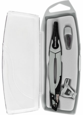 Готовальня BRAUBERG ULTRA, 4 предмета: циркуль 135 мм, запасные грифели, насадка, графитовый цвет, 210821