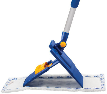 Швабра с флаундером 40 см, телескопический черенок 130 см, резьба 1,6 см, микрофибра/абразив (ТИП К), LAIMA, 601462