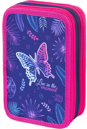 Пенал BRAUBERG, 3 отделения, полиэстер, 21х14 см, &quot;Beautiful butterfly&quot;, 270323