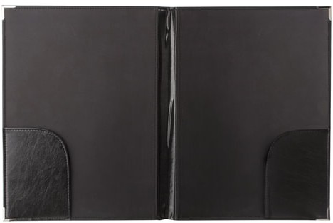 Папка адресная из кожзама без надписи, формат А4, 33х25х2 см, черная