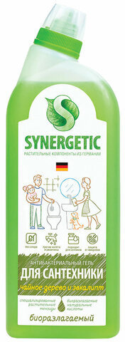 Средство для уборки туалета антибактериальное 700 мл SYNERGETIC "Чайное дерево и эвкалипт", биоразлагаемое, 51020, 104071