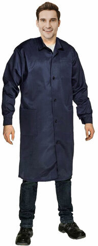 Халат технолога мужской синий, смесовая ткань, размер 56-58, рост 170-176, плотность 200 г/м2, 610790