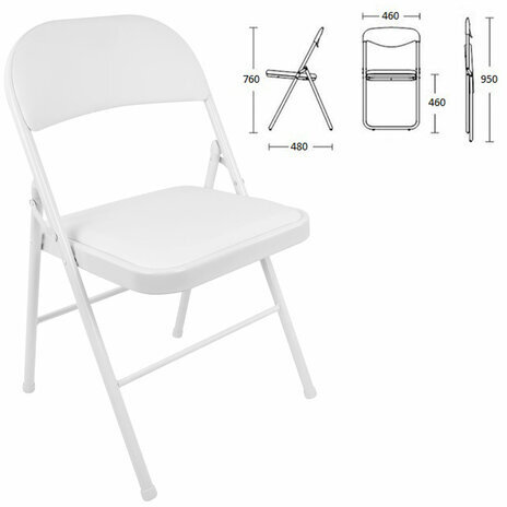 Стул складной BRABIX "Golf Plus CF-003 КОМФОРТ", белый каркас, кожзам белый, 532888