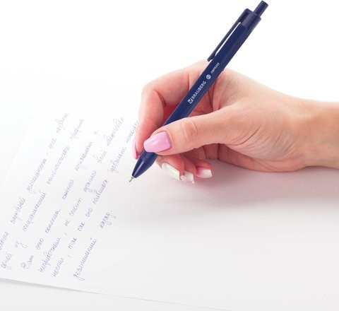 Ручка шариковая масляная автоматическая BRAUBERG "Trios", СИНЯЯ, корпус синий, узел 0,7 мм, линия письма 0,35 мм, 142822