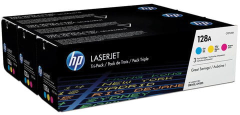 Картридж лазерный HP (CF371AM) LaserJet Pro CM1415/CP1525, №128A, оригинальный, КОМПЛЕКТ 3 цвета по 1300 страниц