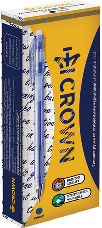 Ручка стираемая гелевая CROWN "Erasable Jell", СИНЯЯ, узел 0,5 мм, линия письма 0,34 мм, EG028