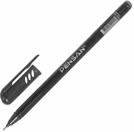 Ручка шариковая масляная PENSAN Star Tech, ЧЕРНАЯ, игольчатый узел 1 мм, линия 0,8 мм, 2260/12