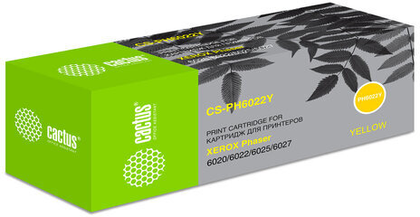 Картридж лазерный CACTUS (CS-PH6022Y) для XEROX Phaser 6020/6022/WC 6025/6027, желтый, ресурс 1000 стр.