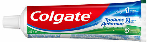 Зубная паста 150 мл COLGATE "Натуральная мята", тройное действие, с фторидом, 6920354806926