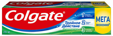 Зубная паста 150 мл COLGATE "Натуральная мята", тройное действие, с фторидом, 6920354806926