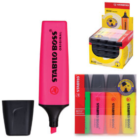 Набор текстовыделителей STABILO 4 шт., АССОРТИ, &quot;Boss&quot;, линия 2-5 мм, 70/4