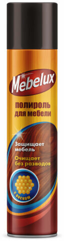 Полироль для мебели аэрозольный с воском 300 мл, MEBELUX, 4606682000718