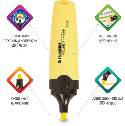 Набор текстовыделителей 12 ЦВЕТОВ на подставке, BRAUBERG "DELTA", линия 1-5 мм, 151737