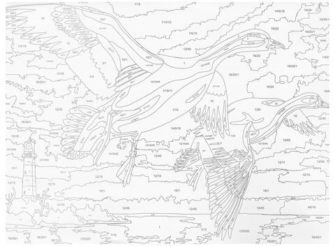 Картина по номерам А3, ОСТРОВ СОКРОВИЩ "ГУСИ", С АКРИЛОВЫМИ КРАСКАМИ, картон, кисть, 661633