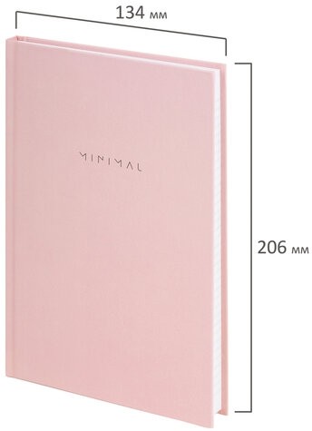 Блокнот А5 134х206 мм, 80 л., твёрдый, клетка, BRAUBERG "Minimal", розовый, 116441