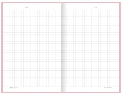 Блокнот А5 134х206 мм, 80 л., твёрдый, клетка, BRAUBERG "Minimal", розовый, 116441