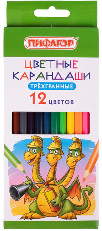 Карандаши цветные ПИФАГОР &quot;Сказки&quot;, 12 цветов, классические, заточенные, 181821