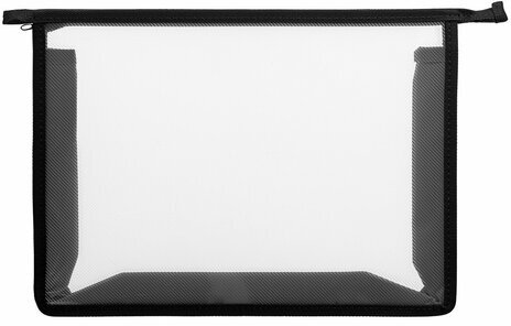 Папка для тетрадей А4 ПИФАГОР, пластик, молния сверху, прозрачная, черный, 272107