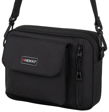 Сумка на плечо HEIKKI ATOM (ХЕЙКИ) два кармана, черная, 17х22х6 см, 272633