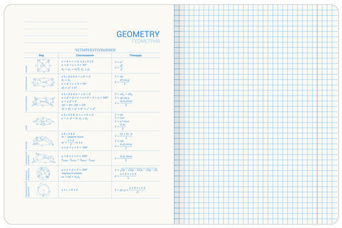 Тетрадь предметная со справочным материалом ORIGINAL 48 л., TWIN лак, ГЕОМЕТРИЯ, клетка, BRAUBERG, 404302