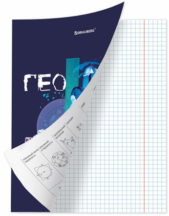 Тетрадь предметная со справочным материалом ORIGINAL 48 л., TWIN лак, ГЕОМЕТРИЯ, клетка, BRAUBERG, 404302