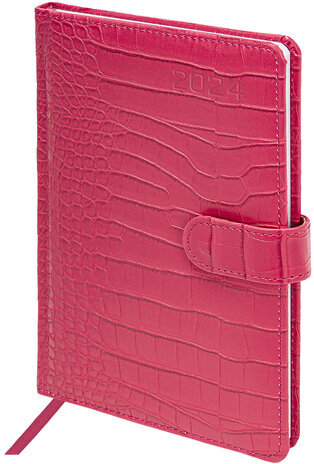 Еженедельник датированный 2024 А5 145х215 мм, BRAUBERG "Party", под кожу, коралловый, 115029