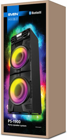 Колонка портативная SVEN PS-1900, 1000 Вт, TWS, Bluetooth, FM, USB, LED-дисплей, черная, SV-022037