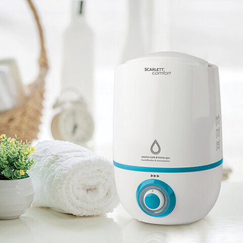 Увлажнитель SCARLETT SC-AH986M16, объем бака 2,3 л, 23 Вт, арома-контейнер, белый