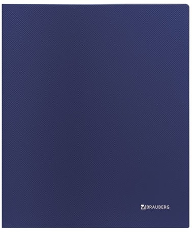Папка на 2 кольцах BRAUBERG "Диагональ", 40 мм, темно-синяя, до 300 листов, 0,9 мм, 221348