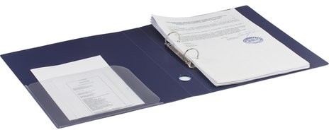 Папка на 2 кольцах BRAUBERG "Диагональ", 40 мм, темно-синяя, до 300 листов, 0,9 мм, 221348