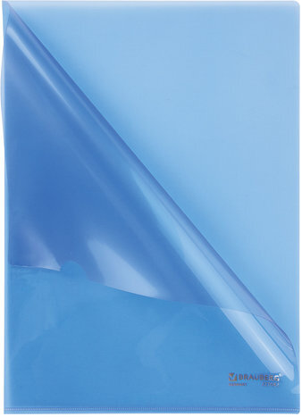 Папка-уголок жесткая BRAUBERG, синяя, 0,15 мм, 221642