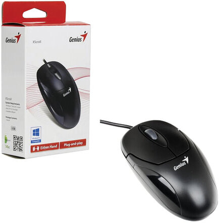 Мышь проводная оптическая GENIUS XScroll V3, USB, 2 кнопки + 1 колесо-кнопка, чёрный, 31010233100