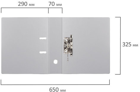 Папка-регистратор BRAUBERG с двухсторонним покрытием из ПВХ, 70 мм, серая, 222656