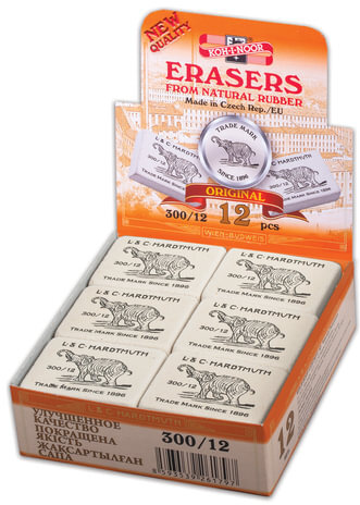 Ластик KOH-I-NOOR "Слон" 300/12, 48х37х16 мм, белый, прямоугольный, натуральный каучук, 0300012002KDRU