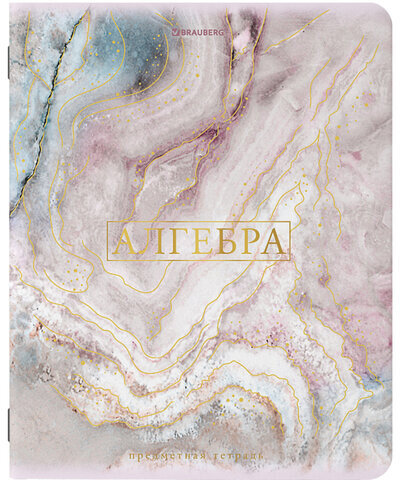 Тетрадь предметная "PASTEL" 48 л., SoftTouch, фольга, АЛГЕБРА, клетка, BRAUBERG, 404309