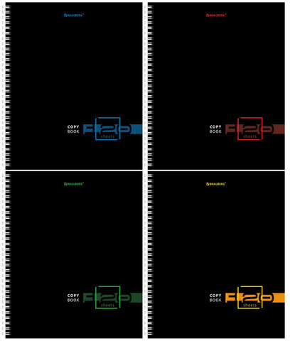Тетрадь А5 120 л. BRAUBERG, гребень, клетка, твёрдая обложка, "Dark" (микс в спайке), 404450