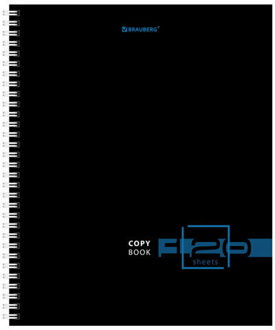 Тетрадь А5 120 л. BRAUBERG, гребень, клетка, твёрдая обложка, "Dark" (микс в спайке), 404450