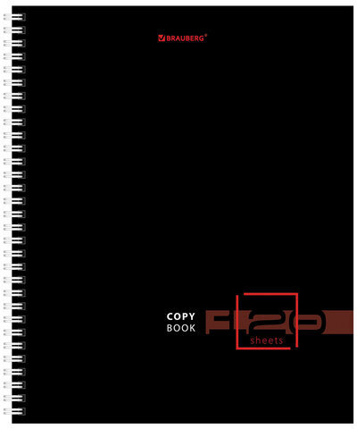 Тетрадь А5 120 л. BRAUBERG, гребень, клетка, твёрдая обложка, "Dark" (микс в спайке), 404450