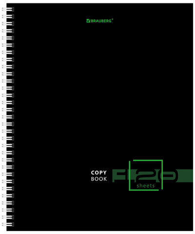 Тетрадь А5 120 л. BRAUBERG, гребень, клетка, твёрдая обложка, "Dark" (микс в спайке), 404450